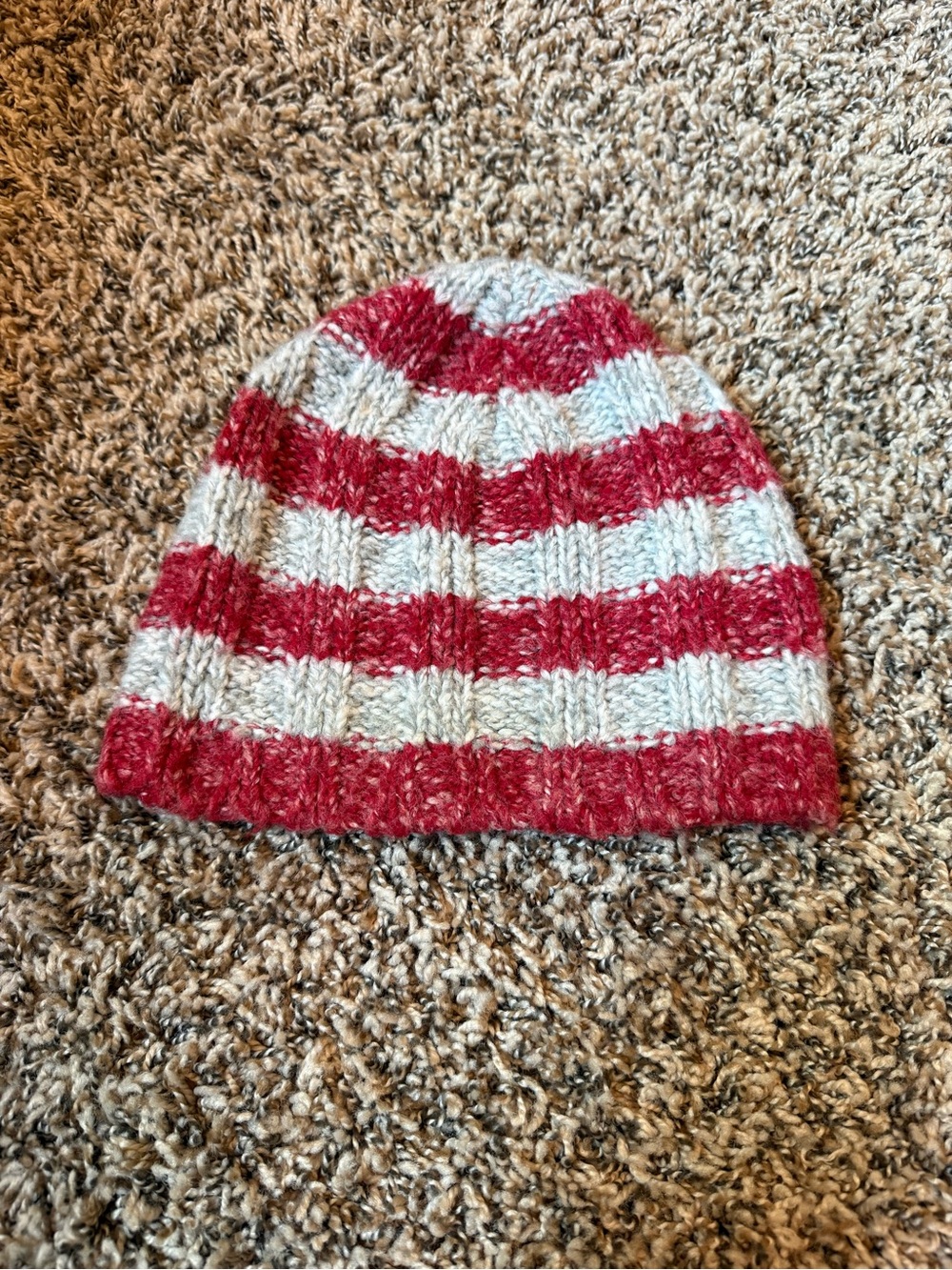 Women’s Aeropostale Striped Red and Grey Knit Beanie